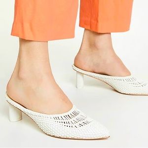 Cult Gaia Della Leather Woven Mules